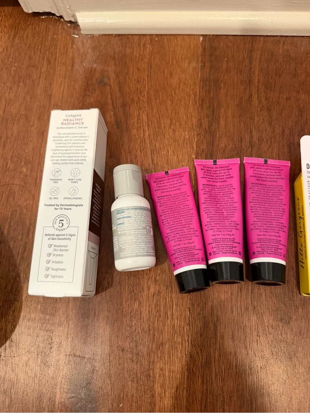 FANGO Purify Pink Face Mask Trio, cetaphil, and paw paw